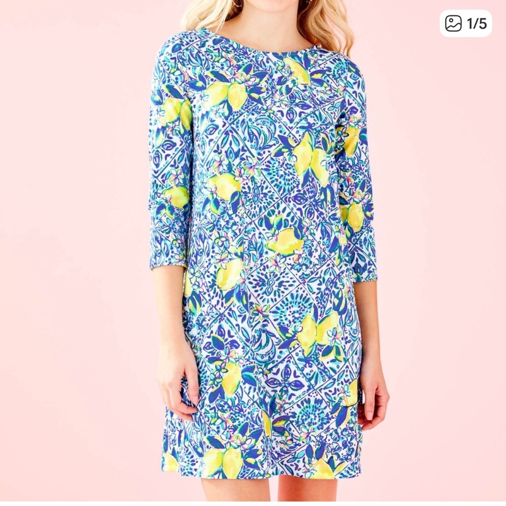 Lilly Pulitzer Blue and Yellow Printed Shift Dress
